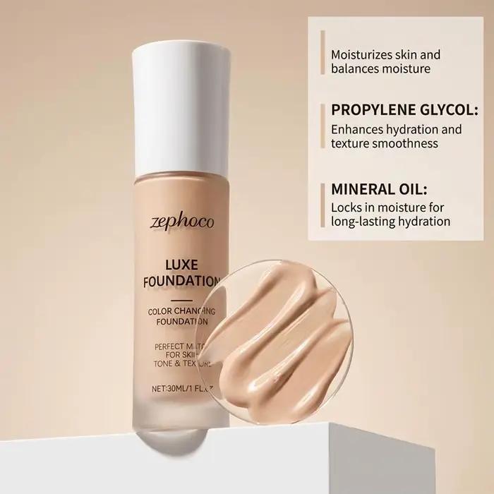 Fond de Teint Liquide Correcteur de Couleur Soin de la Peau Acide Hyaluronique Formule Hydratante Nourrissante Contrôle du Sébum Crème Visage Maquillage