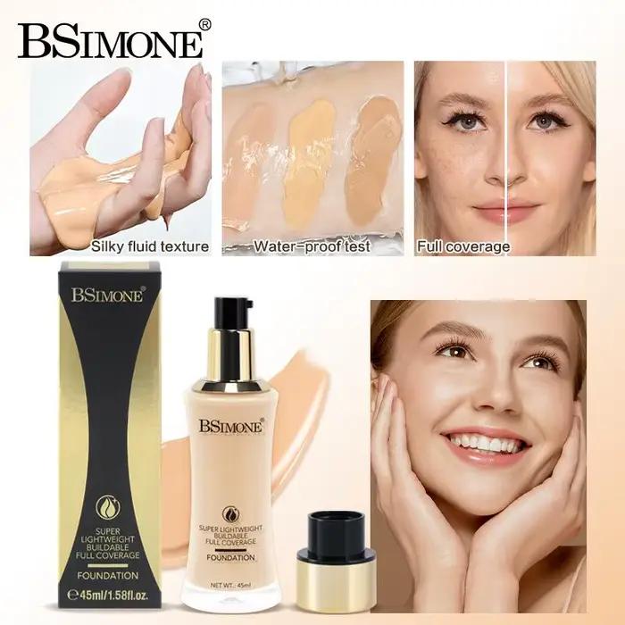 BSIMONE Fond de teint liquide 6 couleurs correcteur de base de maquillage pour le visage imperméable
