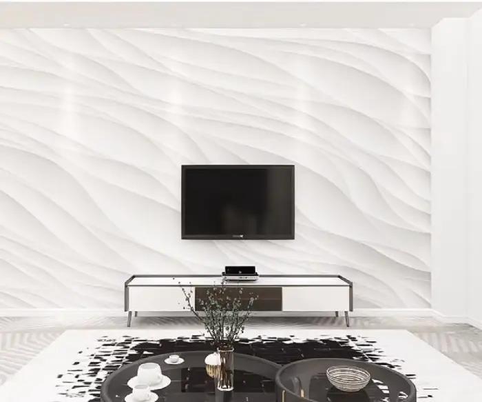 Papier peint personnalisé de toutes tailles, moderne, tridimensionnel, de luxe, motif vague blanche, peinture photo artistique, papier peint mural de fond pour salon