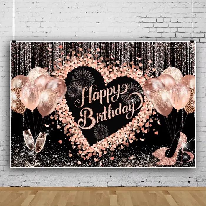 Adulte joyeux anniversaire photographie toile de fond or paillettes ballon 18 21 30 40 50 60 70th anniversaire fête personnaliser Photo fond