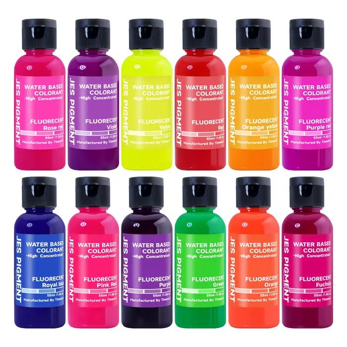 Ensemble de colorants fluorescents, pigments luminescents pour la peinture, la teinture de résine époxy, les loisirs créatifs et la décoration de fêtes à thème.