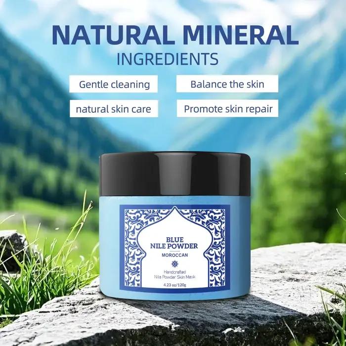 Poudre moussante minérale marocaine 120g - Masque nettoyant en profondeur en 15 minutes pour le visage et le corps
