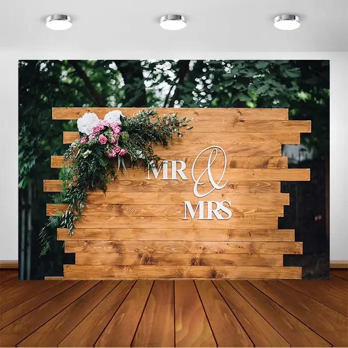 Toile de Fond Murale en Bois pour Photographie de Mariage, Décor de ixVintage en Plein Air, Personnalisé, Printemps