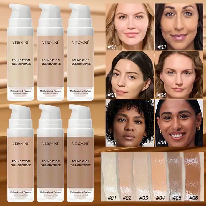 VERONNI Fond de teint liquide couvrant 6 couleurs