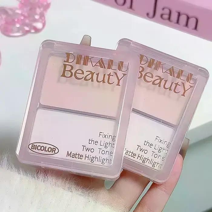 DIKALU Palette de Maquillage Bicolore : Enlumineur Mat Blanc
