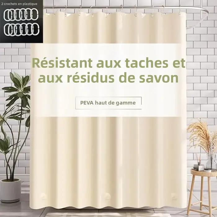 Rideau de douche léger en PEVA, doublure avec aimants inférieurs, rideau décoratif en plastique imperméable pour salle de bains, 1 pièce