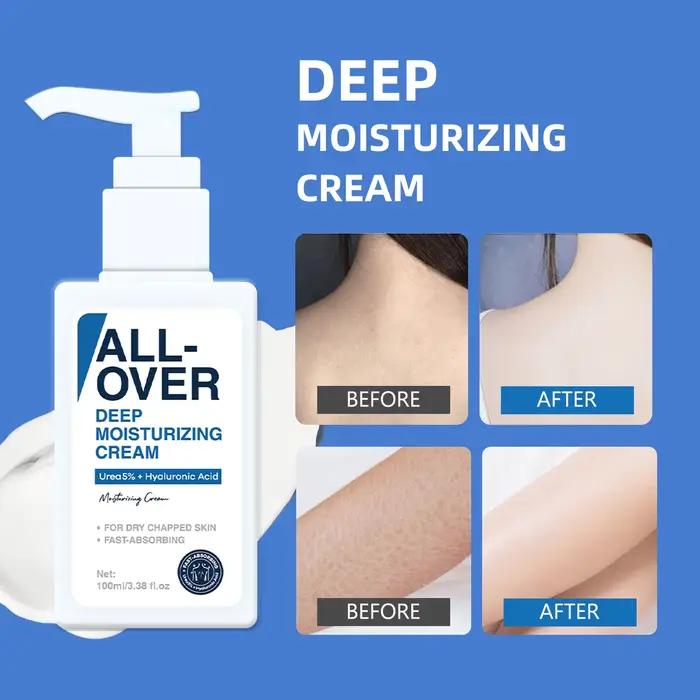 ALL-OVER crème hydratante en profondeur 100ml 5% urée acide hyaluronique hydratation peau sèche gercée Absorption rapide visage corps soins des mains