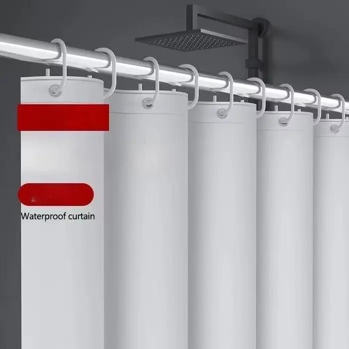 Rideau de douche uni, rideaux de salle de bain de différentes couleurs, résistant à l'eau, simple avec crochets, couleurs pures, tissu PEVA pour toilettes