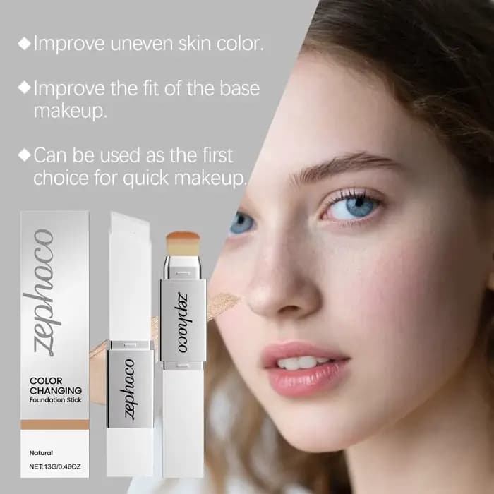 Fond de Teint Stick 2-en-1 Hydratant Léger Éclaircissant Longue Tenue à Couleur Changeante Naturelle – Tendance 2026