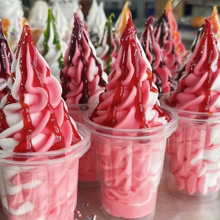 Sundae White Vanilla Cream Milk, Mixed with Harvey Sweet Sour, Flowing Mouthfeel, Stall Cart, Display Props, 250ml, 9OZ