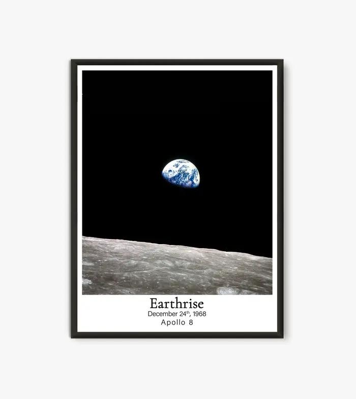 Impressions vintage Nasa Earthrise Photo, Apollo 8, Apollo 11, peinture sur toile spatiale, chambre d'enfant, salon, décoration de chambre à coucher