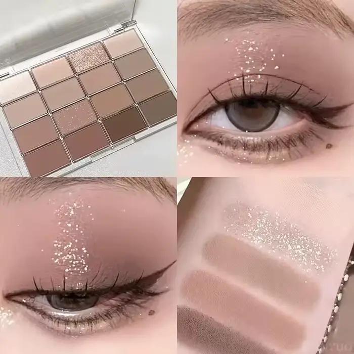 Palette de poudre scintillante marron rose