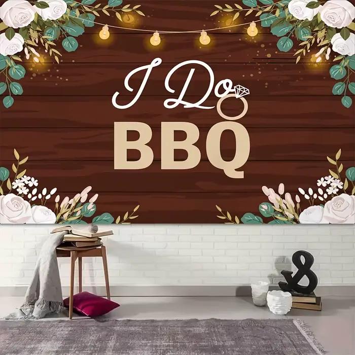 Bannière de fond - Bannière décorative de fête au motif « I Do BBQ » chaleureux et relaxant yzb