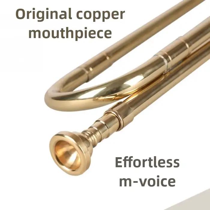 Trompette en laiton C Tune, Instrument de musique en laiton à Note haute, pour étudiants adultes débutants, jeu de trompette, corne de laque dorée Portable