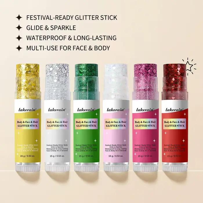 Stick scintillant pour le corps imperméable longue durée non collant avec paillettes riches et éblouissantes pour maquillage de festival et de fête occasionnelle