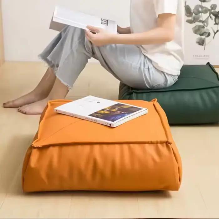 Chaise de sol pliante décontractée, sac de haricots pour enfants, imperméable, paresseux, populaire, carré, coussin de canapé de jardin, en cuir PU