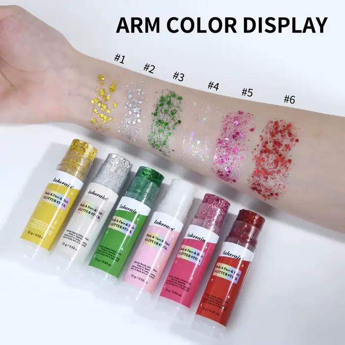 Stick scintillant pour le corps imperméable longue durée non collant avec paillettes riches et éblouissantes pour maquillage de festival et de fête occasionnelle