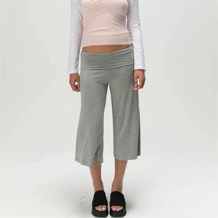 Pantalon Gaucho plissé à taille basse pour femme, coupe courte, jambe large, style Capri, idéal pour l'été, pantalon de yoga, bas de pyjama