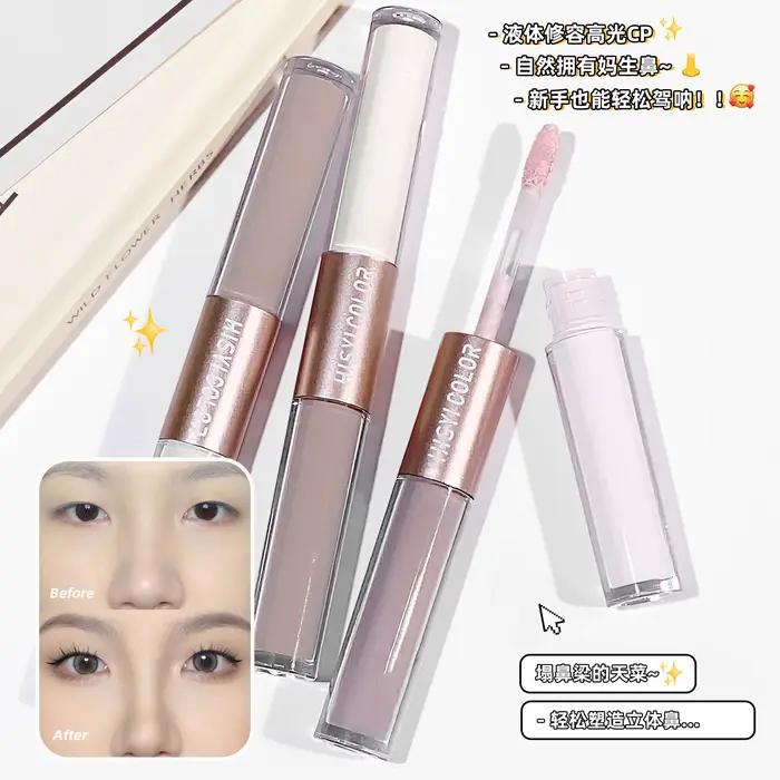 Surligneur Double Tête HISYI Bronzer et Surligneur Crémeux Pour Illuminer et Définir le Teint Occasions Spéciales Élégance Naturelle