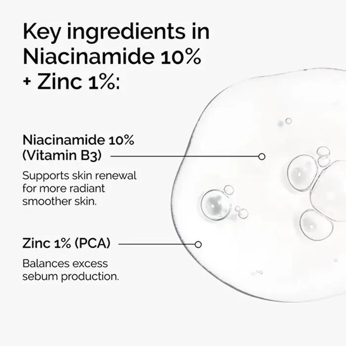 Sérum Niacinamide 10% + Zinc 1% 30ml, une essence universelle adaptée aux peaux sujettes à l'acné, capable de lisser, éclaircir et soutenir la peau