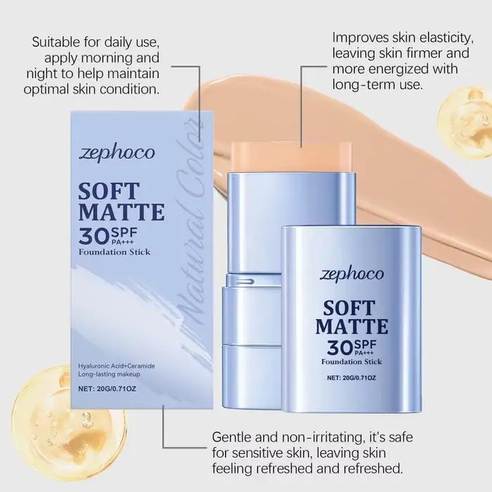 Fond de Teint Stick 2-en-1 Hydratant Léger Éclaircissant à Couleur Changeante Pour Tous Types de Peau Couvrance Totale Nouveauté 2026