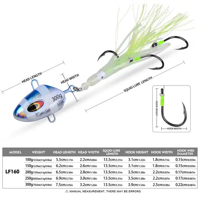PROBEROS métal JIG lueur lente gabarits leurre 100g-300g plate-forme de calmar appât de pêche en haute mer mer mal de mer poisson à voile leurre appât inférieur