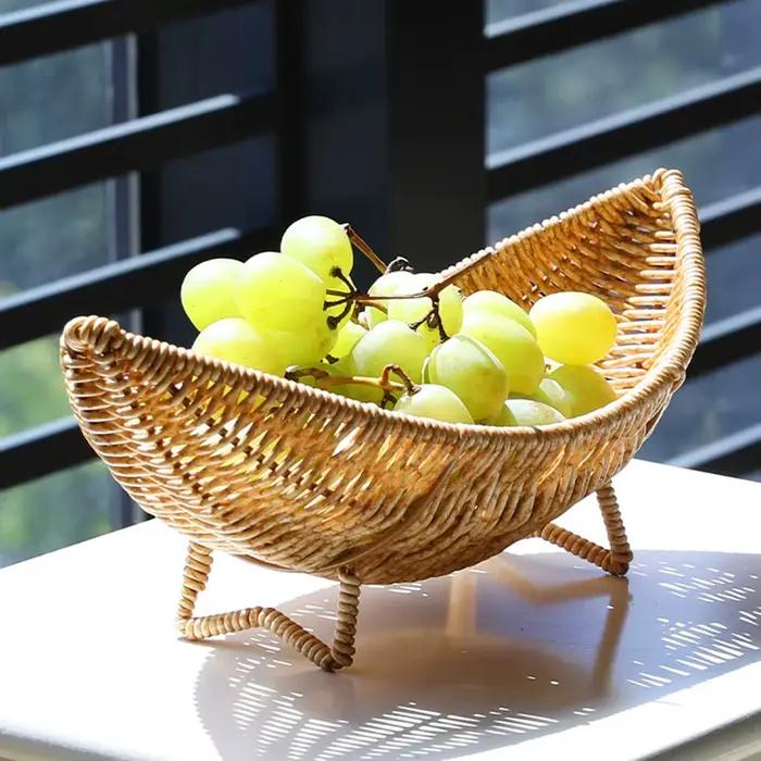 Mir de rangement en rotin pour table basse, bol de fruits, égouttoir creux, assiette de fruits, décoration d'intérieur