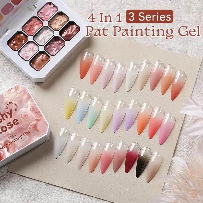UR SUGAR Gel de Peinture pour Ongles 9 Couleurs/1 Groupe, Macaron Printemps-Été 4-en-1, Idéal pour le Dégradé et le Stamping