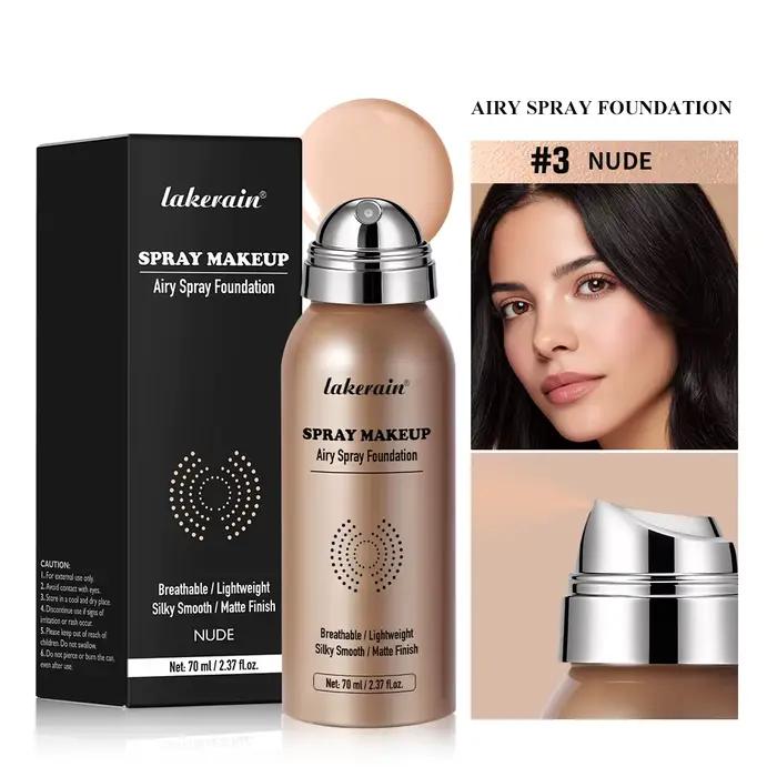 Fond de Teint en Spray 70ml Effet Airbrush Magique Brume Soyeuse Légère Longue Durée Contrôle du Sébum Couvrance Mate Fini Lisse Cosmétique