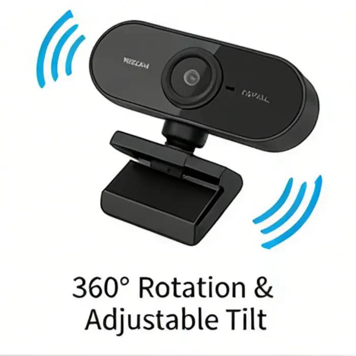 Webcam USB avec microphone intégré, caméra PC Plug and Play 360° ° Rotatif pour les appels vidéo, Zoom, Teams, streaming