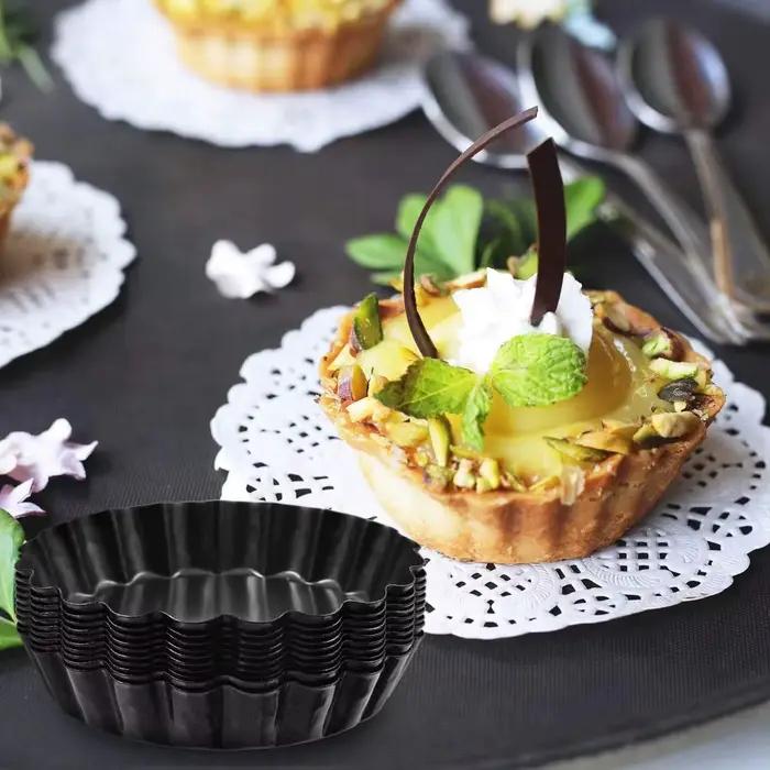 Moule à tarte amovible antiadhésif à fond détachable, facile à nettoyer, forme ronde, côtés cannelés, moule à pizza, pour pâtisserie professionnelle