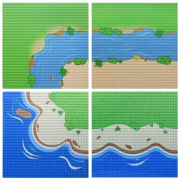 Grande plaque de base multicolore universelle compatible avec toutes les principales briques de construction, tuiles de terrain modulaires, rivières, montagnes, plages, construction