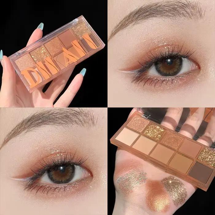 Palette de fards à paupières dix couleurs avec poudre nacrée mate, facile à appliquer et non sujer à la poudre flyaway pour un maquillage exquis des yeux