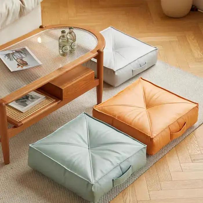 Chaise de sol pliante décontractée, sac de haricots pour enfants, imperméable, paresseux, populaire, carré, coussin de canapé de jardin, en cuir PU