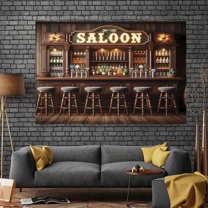 Fond du Western Cowboy Bar - Thème vintage de whisky et de vin, papier peint pour boîtes de nuit, bars et fêtes