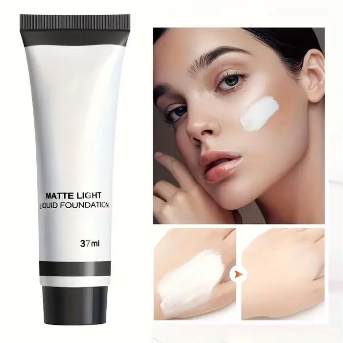 Fond de Teint Mat Blanc Lumineux Purifiant Longue Tenue pour Cosplay & Festival Couvrance Totale