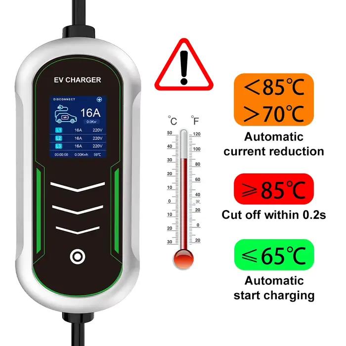 11KW 16A EV chargeur Portable Type2 EVSE boîte de charge temps de rendez-vous chargeur de voiture électrique prise CEE IEC62196-2 véhicule électrique