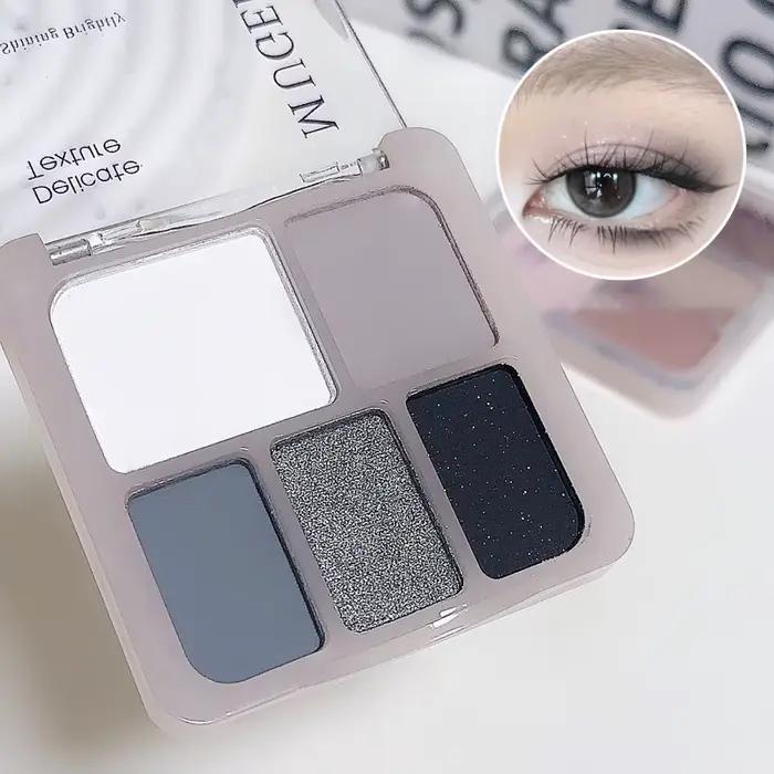 Palette de fards à paupières punk smokey 5 couleurs argenté noir mat scintillant nu pour femmes occasions spéciales halloween cosmétiques résistants à l'eau