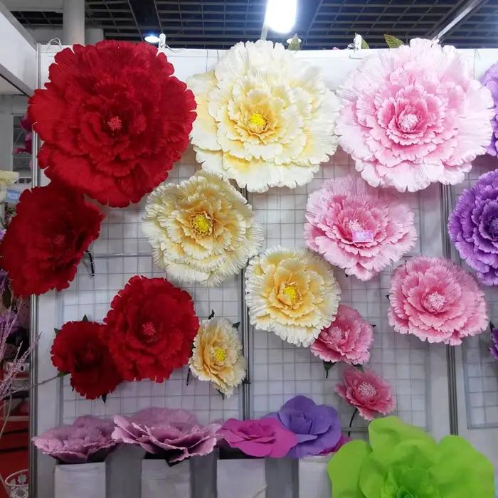 Grandes Fleurs Artificielles de 40/50/60/80cm, Pivoines Décoratives de Fond de Mariage, Branches de Fleurs en Soie, Mur pour la Décoration de la Maison