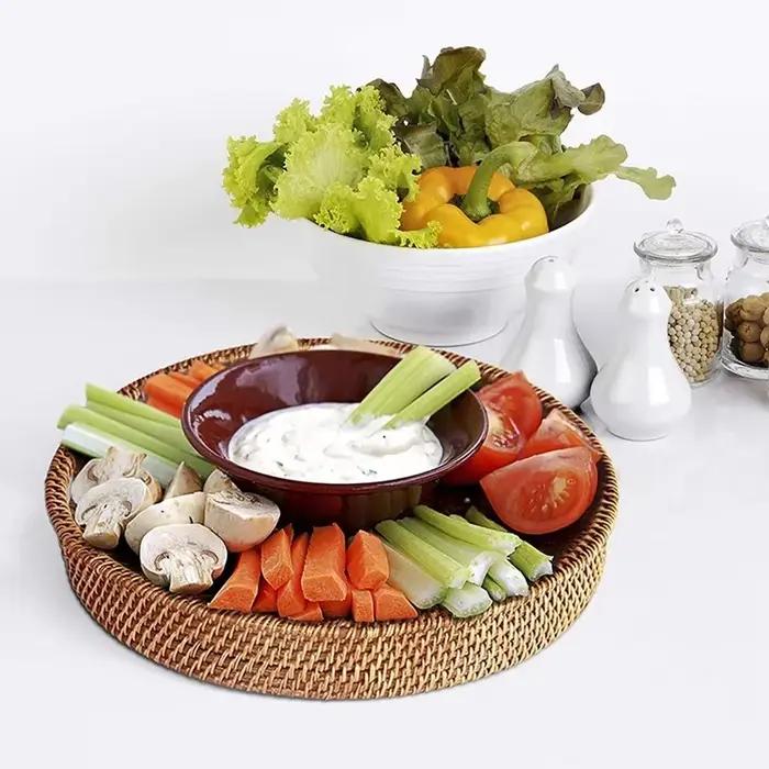 Plateau à thé de bureau en rotin, panier à pain aux fruits, bol à fruits portable, plateau d'hôtel, panier à serviettes, rangement spécial WF