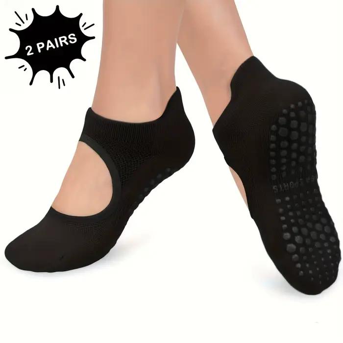 2 paires de chaussettes antidérapantes en Silicone, pour Fitness, Yoga, Pilates, conception creuse, respirantes, Absorption de la sueur