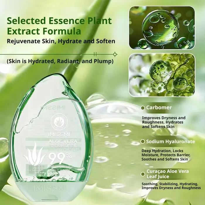Gel apaisant et hydratant à 99 % d'aloe vera pour soulager les coups de soleil, crème nourrissante hydratante pour le visage et le corps, soin de la peau