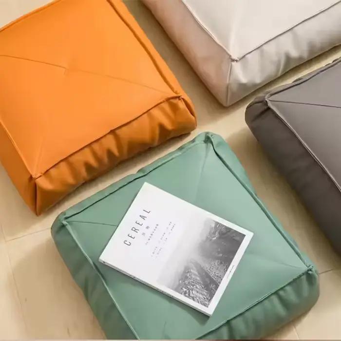 Chaise de sol pliante décontractée, sac de haricots pour enfants, imperméable, paresseux, populaire, carré, coussin de canapé de jardin, en cuir PU