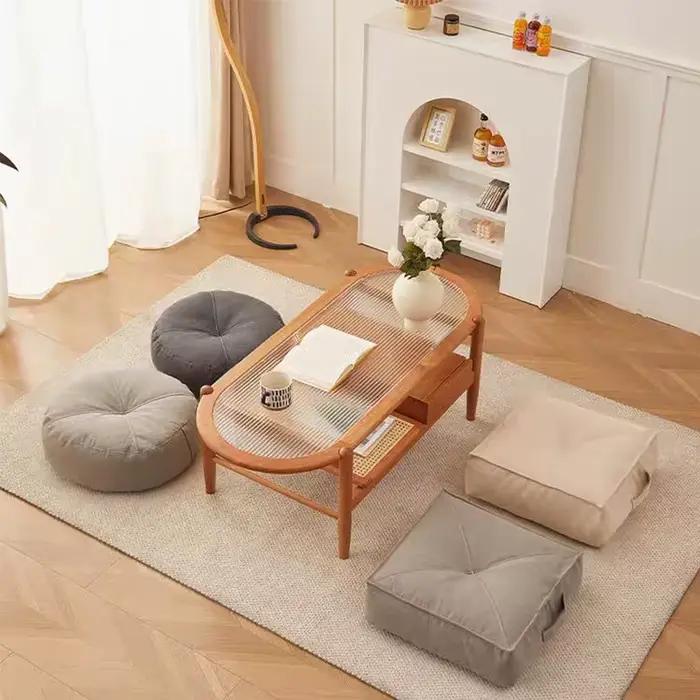 Chaise de sol pliante décontractée, sac de haricots pour enfants, imperméable, paresseux, populaire, carré, coussin de canapé de jardin, en cuir PU