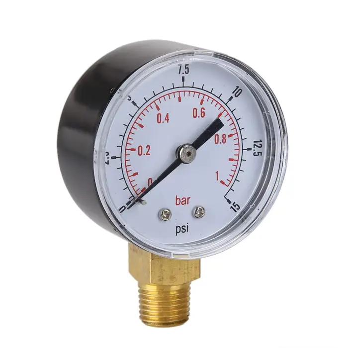 Jauge basse pression 0-15 PSI 1/4 BSPT, jauge de pression d'air à montage inférieur, jauge de pression de carburant pour eau, Air, ATV, Test de pression des gaz des pneus