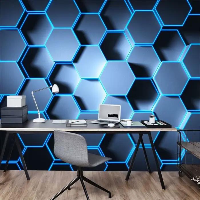 Papier peint mural 3D personnalisé géométrique pour KTV, salon de coiffure, mur de fond, vinyle adhésif, décoration de meubles, tridimensionnel