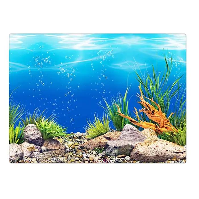 Autocollant de décoration de fond d'aquarium, autocollant de paysage d'aquarium, arrière-plan d'affiche pour Aquarium, plante d'océan, peinture de paysage aquatique