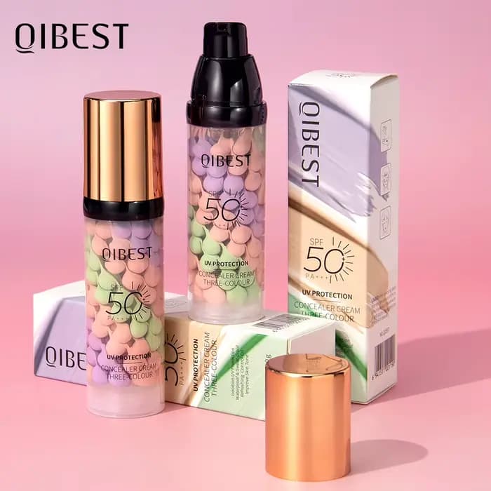 Qibest trois couleurs presse libération crème correcteur isoler maquillage Base du visage