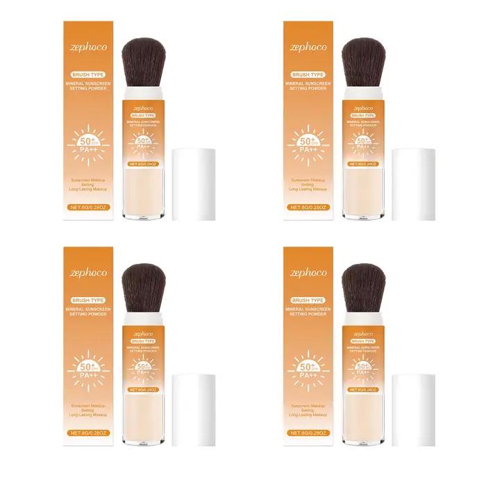 Poudre fixante solaire SPF 50+ Contrôle du sébum Longue tenue Fini mat Naturel Lisse Protection Respirante Maquillage Visage Extérieur