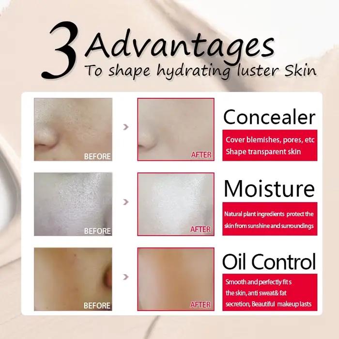LAIKOU Base de maquillage visage fond de teint liquide BB crème correcteur hydratant contrôle de l'huile blanchissant